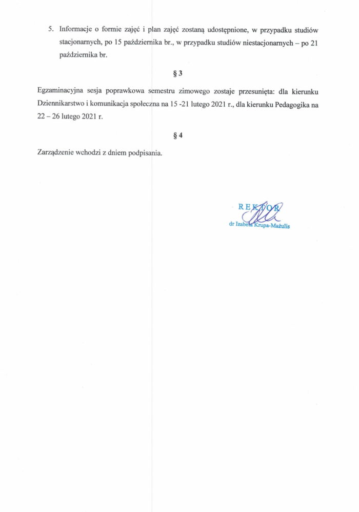 Zarządzenie Rektor_Organizacja roku akad.20_21_24.08.2020-2