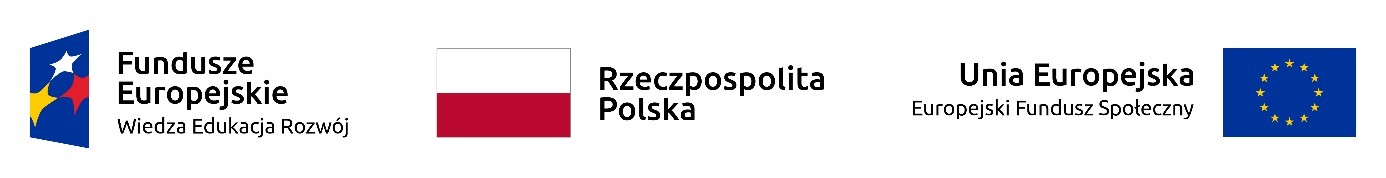 Logo Fundusze Europejskie. "Wiedza Edukacja Rozwój" Flaga Polski "Rzeczpospolita Polska" Flaga Unii Europejskiej "Unia Europejska Europejski Fundusz Społeczny"